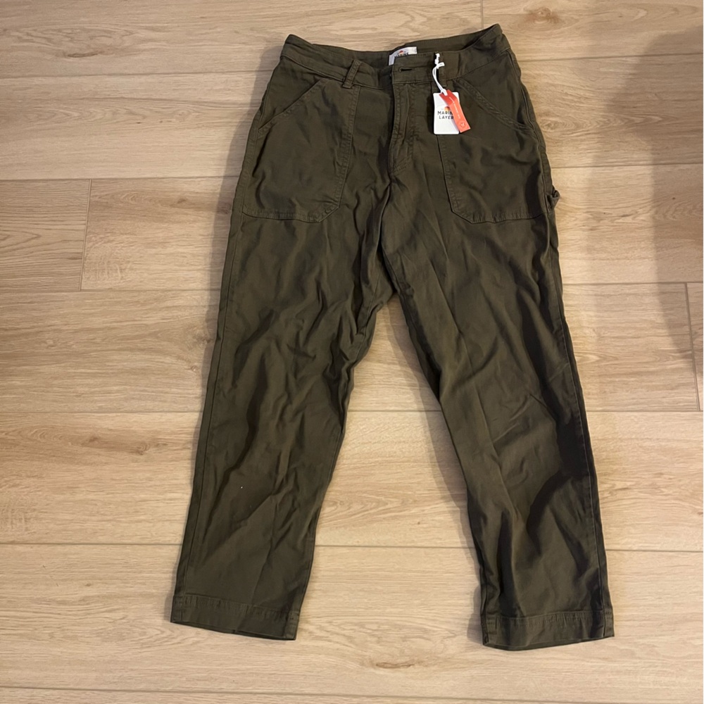 Marine Layer Maya Slim/Straight Olive Utility Pants